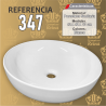 Lavamanos Refencia 347 medidas 42 x 42 x 13 cm en porcelana sanitaria Blanco, Redondo para sobreponer tipo vessel