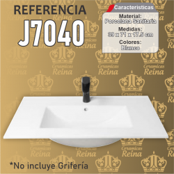 Lavamanos tipo placa Refencia 7040 medidas  39 x 71 x 17.5 cm en porcelana sanitaria Blanco, rectangular
