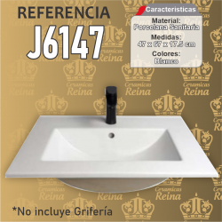 Lavamanos tipo placa Refencia J6147medidas  47 x 61 x 17.5 cm en porcelana sanitaria Blanco, rectangular
