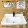 Lavamanos tipo placa salpicadero Refencia J6060 medidas  47 x 61 x 25 cm en porcelana sanitaria Blanco, rectangular