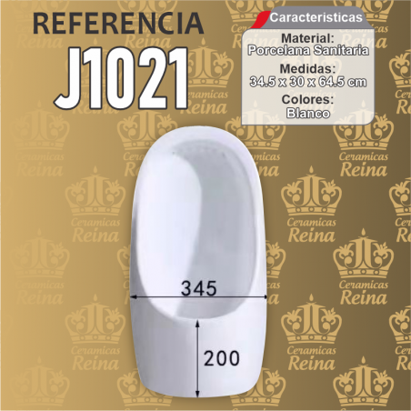 Medidas 34.5 x 30 x 64.5 cm, Porcelana Ceramica acabado Brillante, Orinal Pequeño, Color Blanco, Ref. J1021