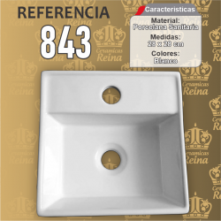 Lavamanos Refencia 843 medidas 28 x  28 x11 cm en porcelana sanitaria Blanco,cuadrado para sobreponer o colgar tipo vessel