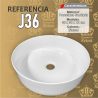 Lavamanos Refencia J36 medidas 36 x 36 x 12 cm en porcelana sanitaria Blanco, Redondo para sobreponer tipo vessel
