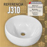 Lavamanos Refencia J310 medidas 31 x 31 x 15 cm en porcelana sanitaria Blanco, Redondo para sobreponer tipo vessel